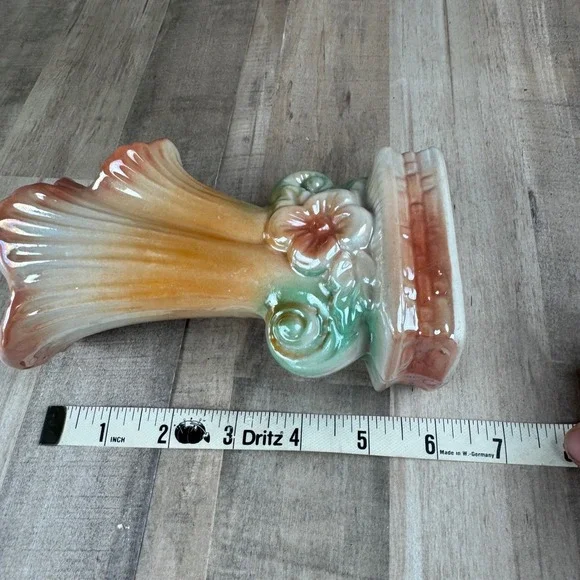 Vintage Lusterware Vase Made in Brazil Floral Gold 6" - Picture 5 of 5